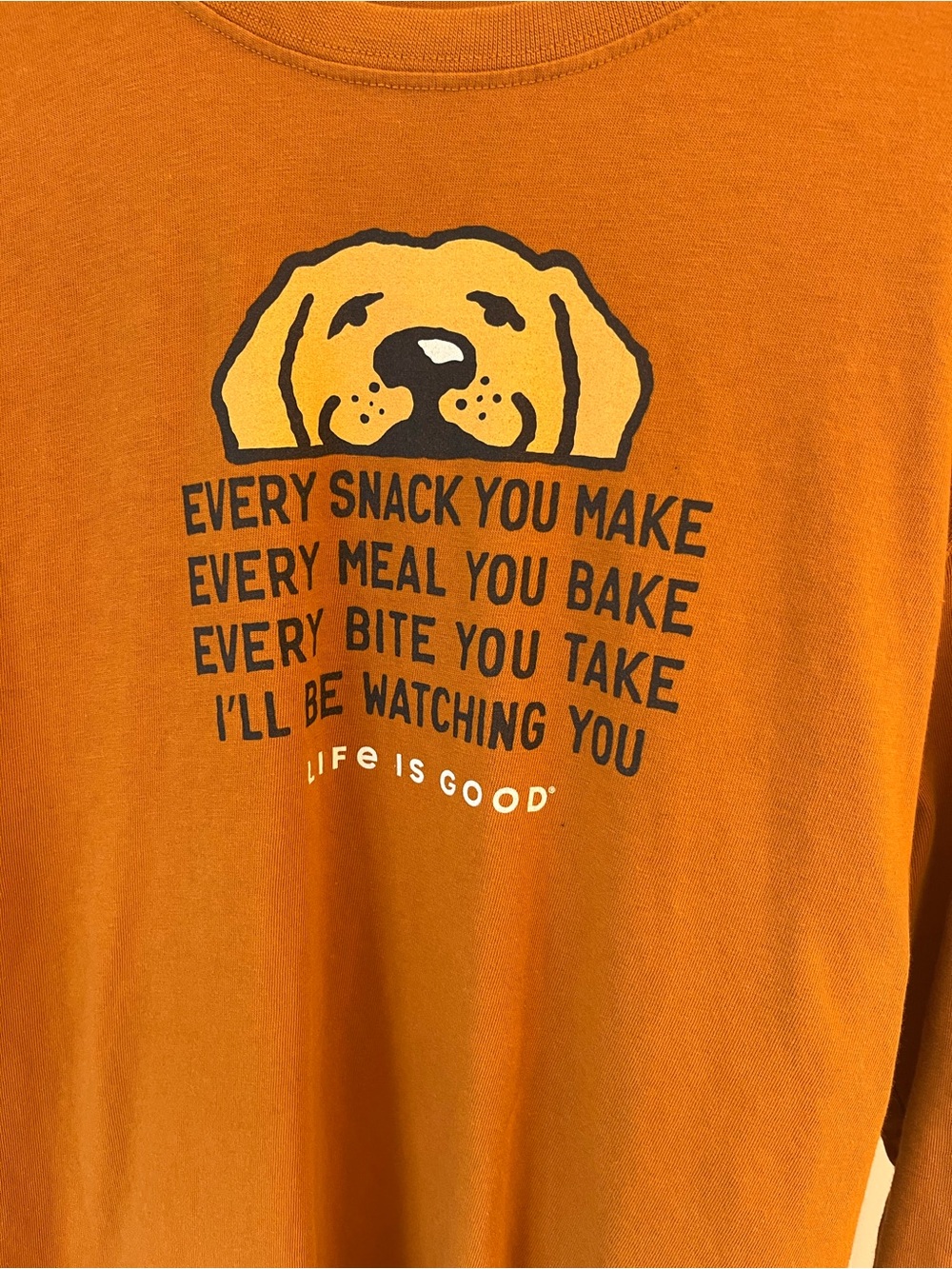 Life Is Good Rust Orange Long-Sleeve Dog Graphic Tee Size S - Picture 2 of 5
